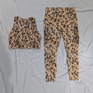 Fabletics Desert Leopard Print Activewear Medium Set